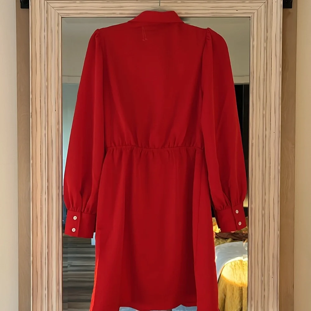FRNCH Odelie Faux Wrap Dress‎ Red NWT Size Small